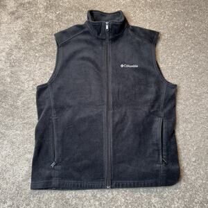 Columbia WM6747‎ Black Fleece Vest Men’s Size L Full Zip Outdoor Layer Warm Soft